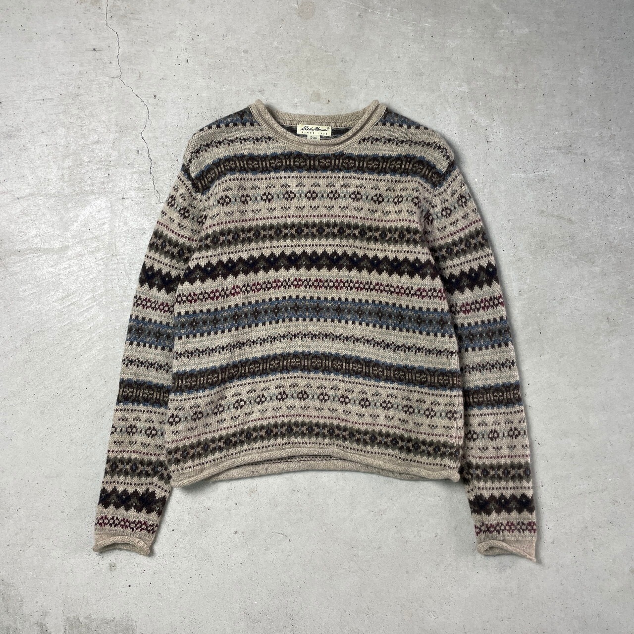 00年代 Eddie Bauer エディーバウアー ノルディック柄 ロールネック 