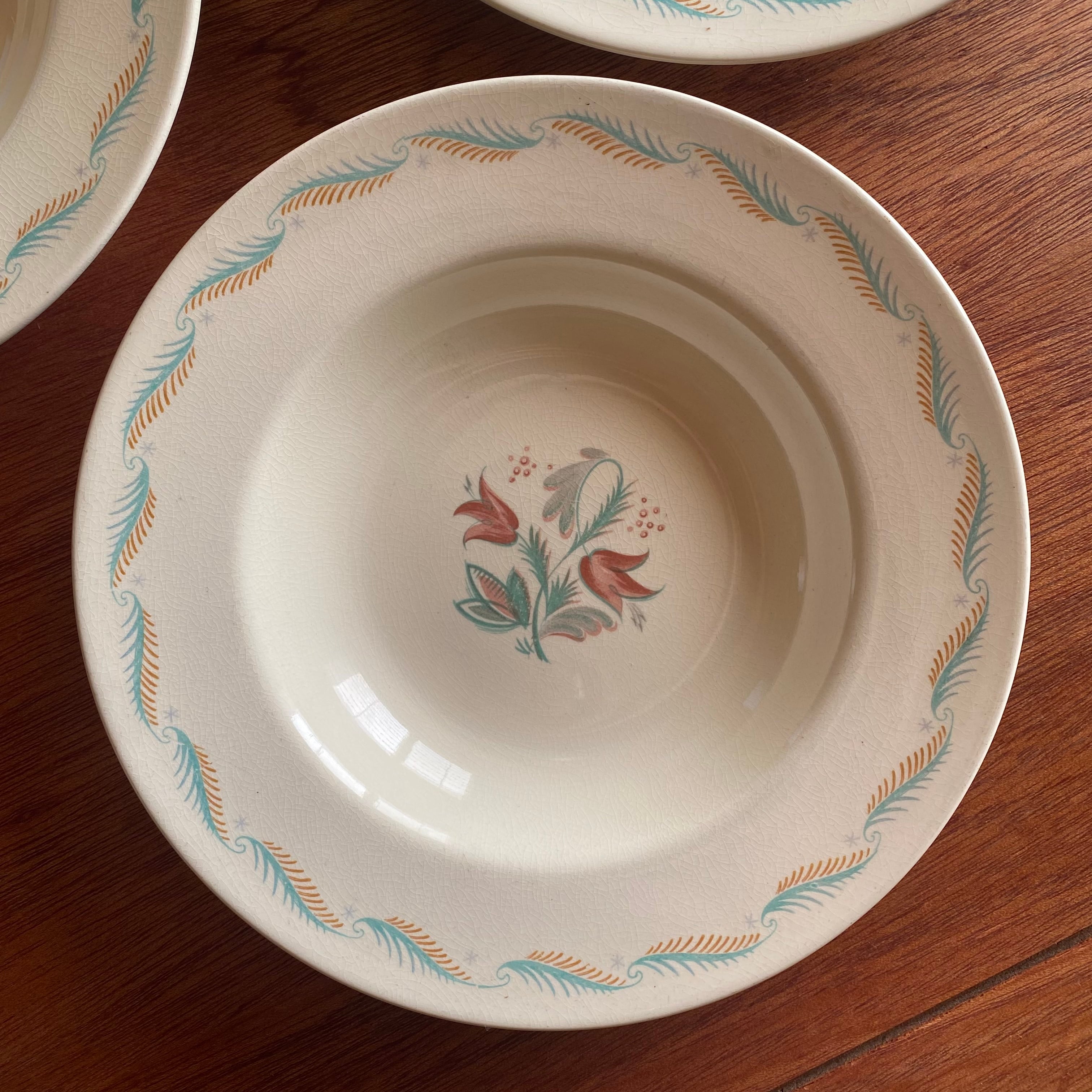 Jules Vieillard お花のアンティークスーププレート 3枚セット Jules Vieillard お花のアンティークスーププレート 3枚セット