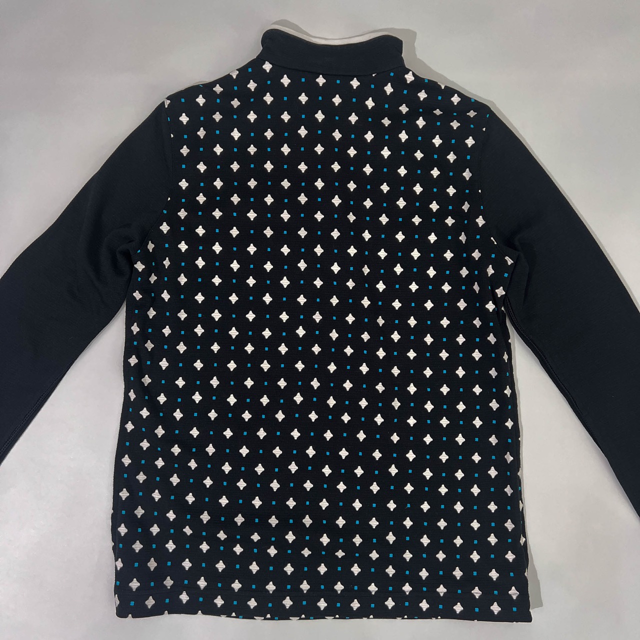 adabat アダバット 総柄 ハーフジップ 長袖シャツ カットソー 40/ブラック レディース ゴルフ