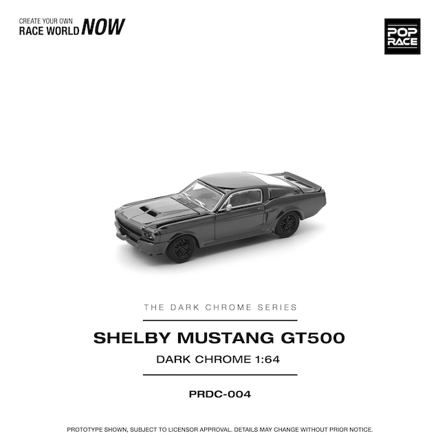 POP RACE（ポップレース） 1/64 SHELBY MUSTANG GT500 DARK CHROME／シェルビー マスタング GT500 ダーククローム　PRDC004