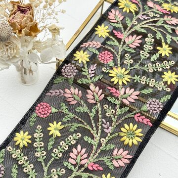 袋帯 リバーシブル 花草柄の織模様 刺し子の麻の葉模様 O-3491 着物 