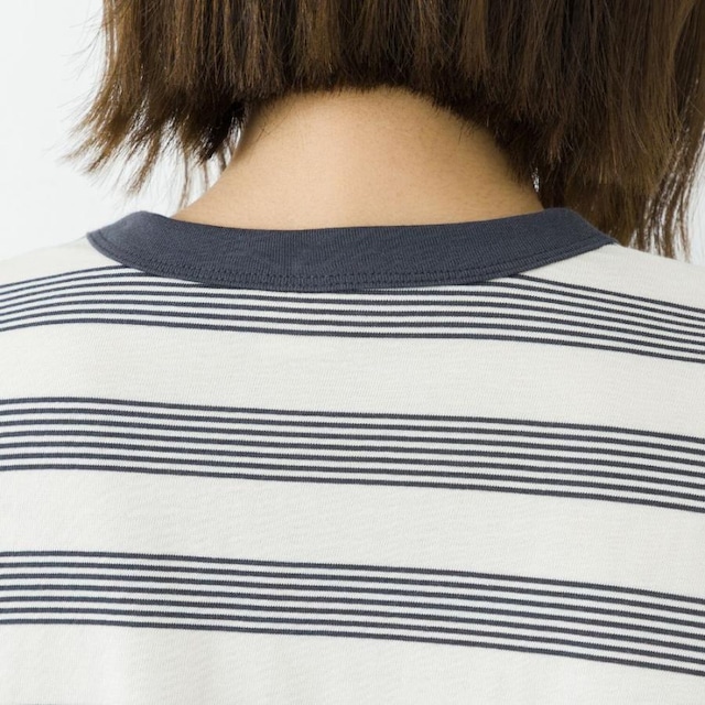 kermu（ケルム）マルチボーダー コクーンワイド7分袖Tシャツ