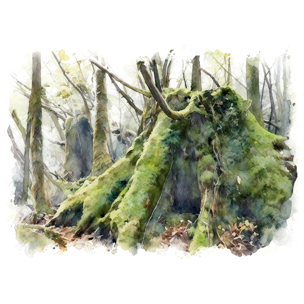 絵画 風景画 日本 長崎県 白谷雲水峡(屋久島) インテリアアート額付き 水彩画風 WAT1759