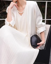 Button Front Hip-Length Drop Shoulder Jacket    L0044