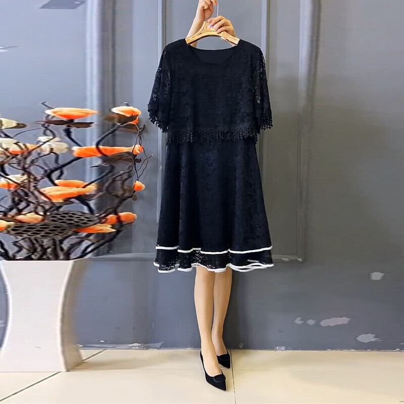 薄手サマードレス レースロング 大きめサイズ 夏物 ミックスインファッション50080612496