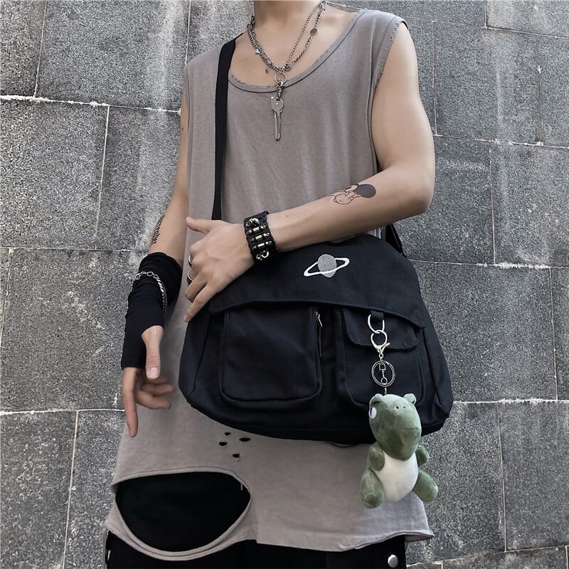 KOREA コズミック刺繍メッセンジャーバッグ ショルダーバッグ メンズ