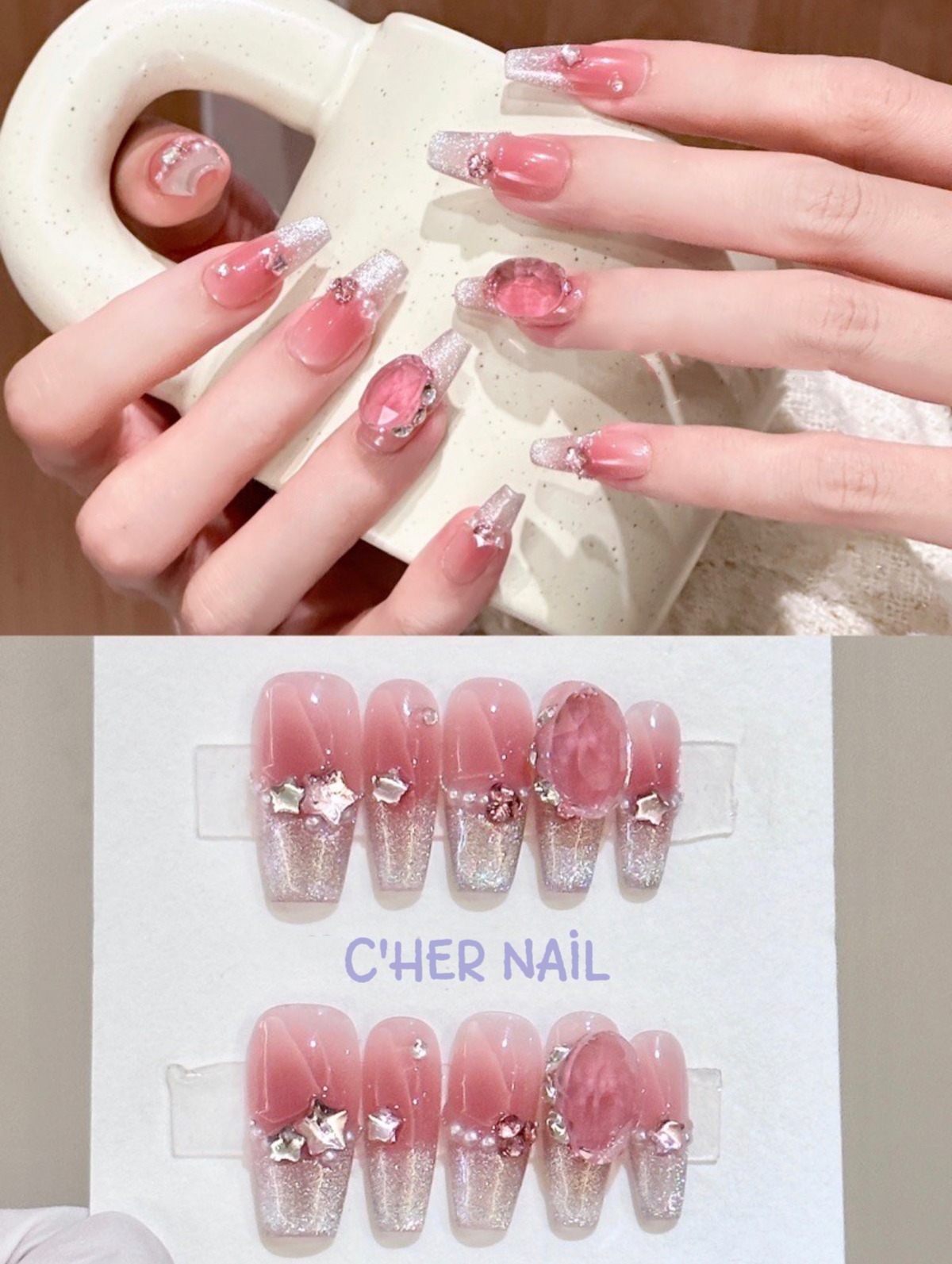 C'HER】サマーストローベリーキャンディジェルネイルチップ | C'HER NAIL