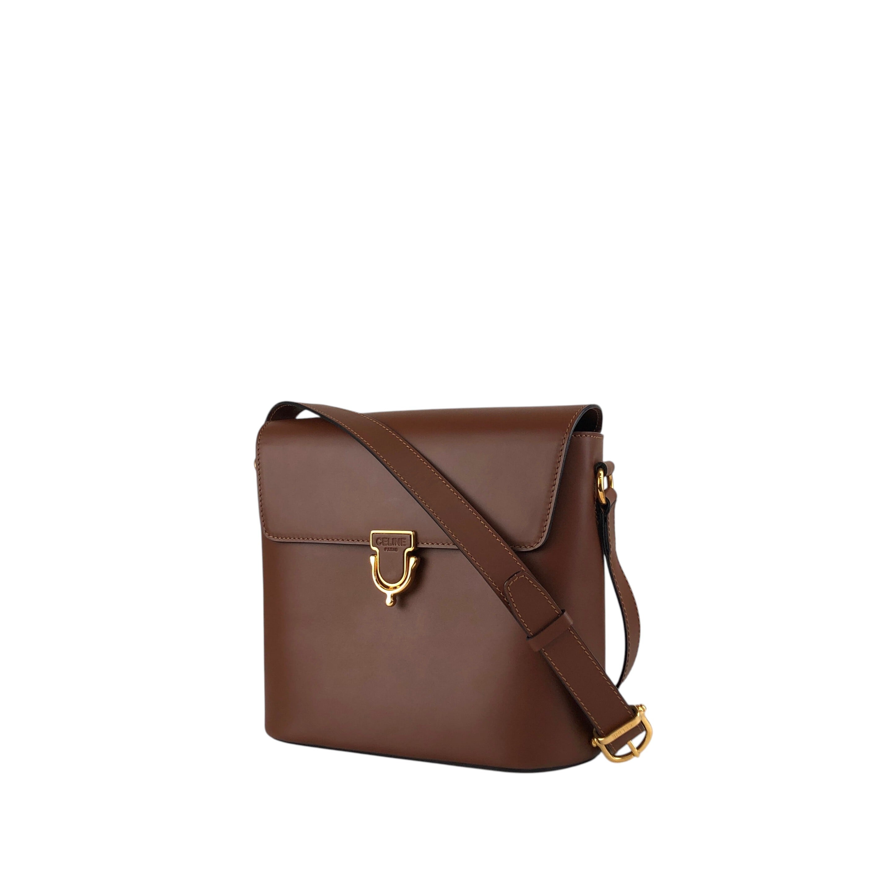 CELINE セリーヌ ショルダーバッグ ブラウン ロゴ フロントバックル