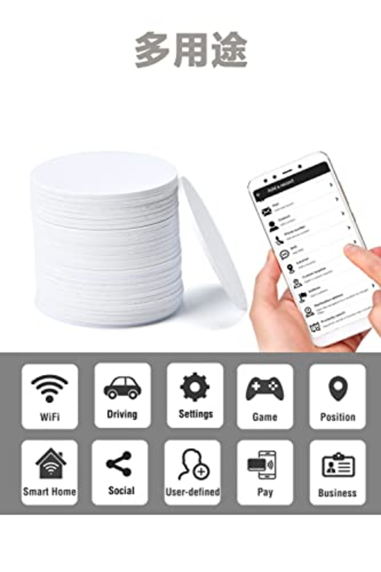 YFFSFDC NFCタグ NTAG215 コイン型カード NFCコイン 円形 直径25mm 504バイトAmiibo対応用 ショートカットアプリ対応 30枚セット