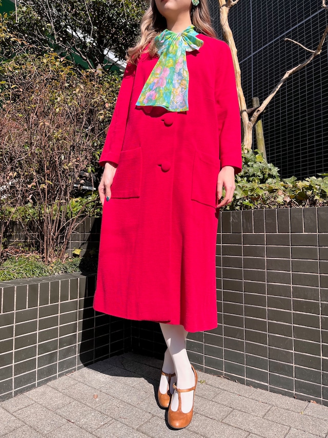 Vintage 60's pink collarless spring coat