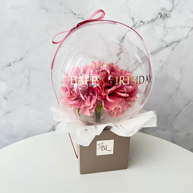 ピオニー 赤みピンク バルーンフラワーボックス ミニサイズ