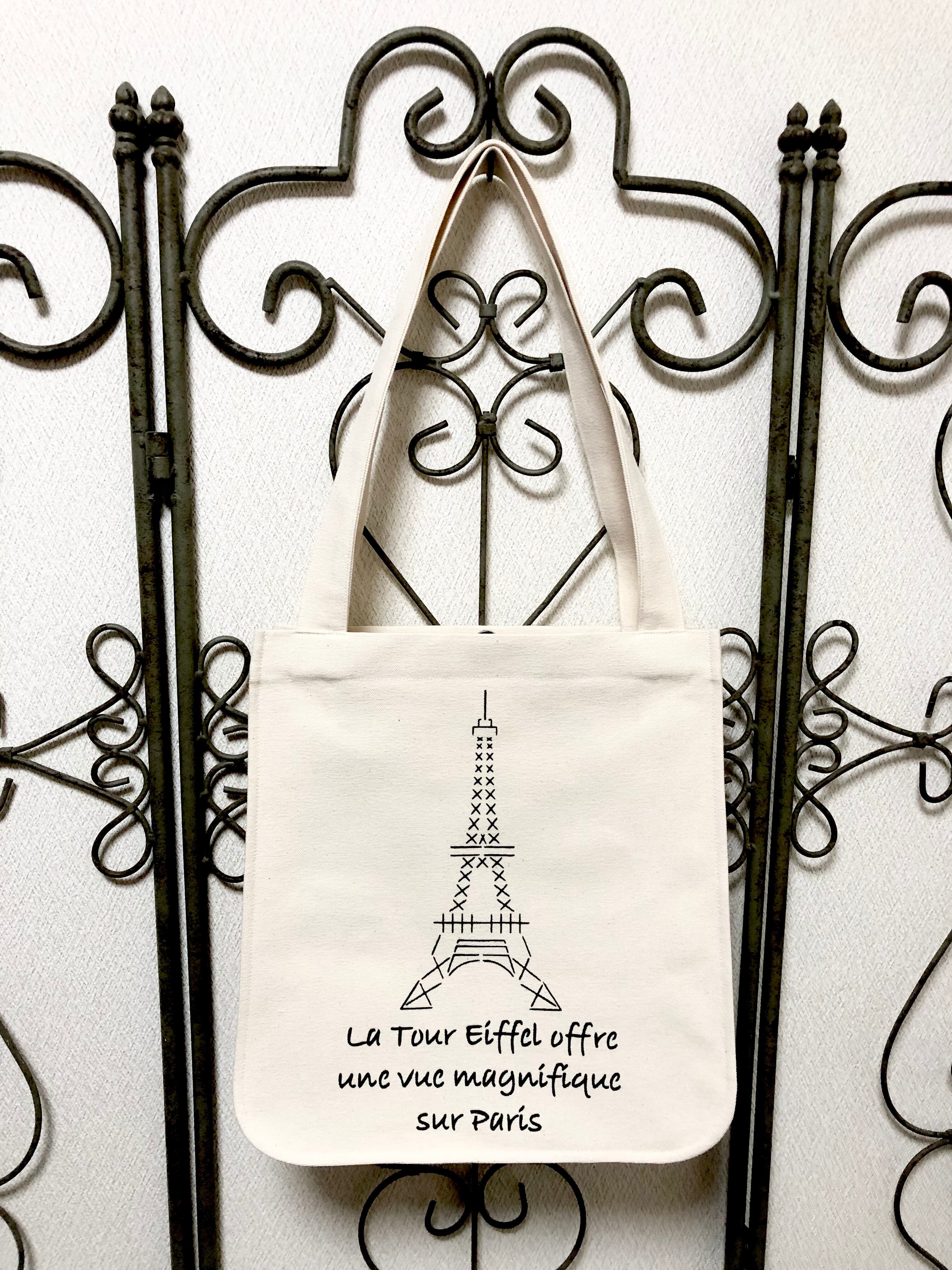 レディーストートバッグ＃エッフェル塔(スクウェアヘム) エッフェル塔
