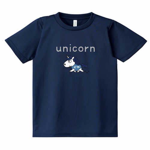 ドライTシャツ メトロブルー 中央 [ロゴ灰][unicorn][青ユニコーン][どや][Doyars]
