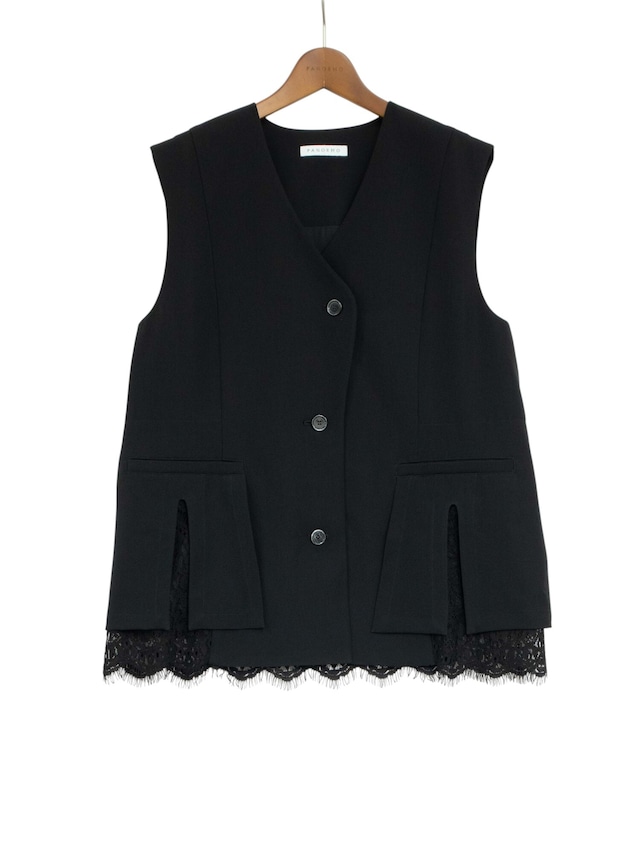PANO-VE-009 ∫ FRAME LACE VEST _ BLACK