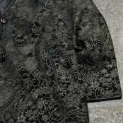 flower pattern leather half coat