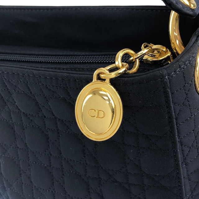 Christian Dior クリスチャン ディオール カナージュ ショルダーバッグ ブラック ロゴチャーム ナイロン ホーボーバッグ vintage ヴィンテージ オールド gd5hwv