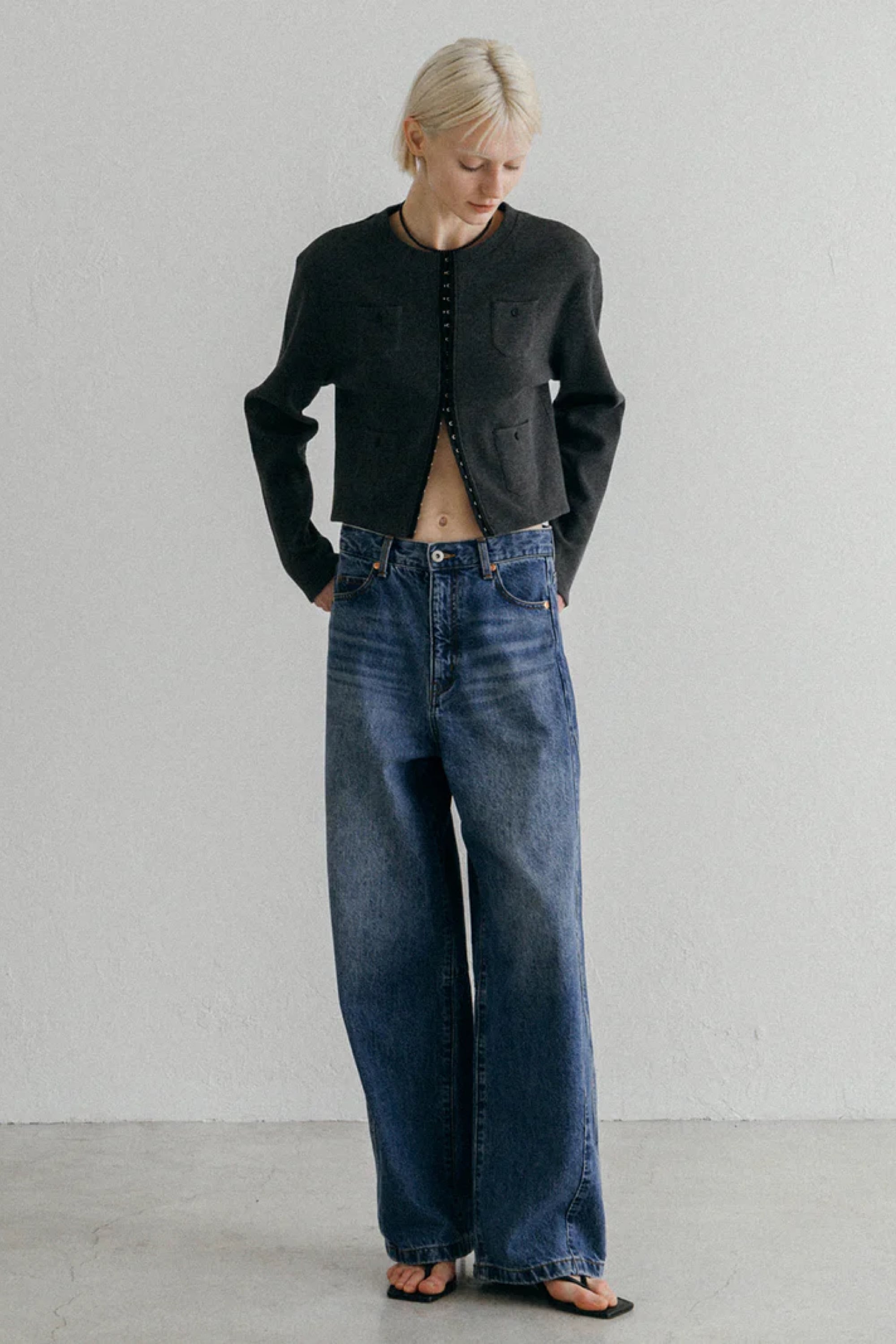 CREDONA WIDE BEETLE DENIM PANTS ワイドビートルデニムパンツ Blue