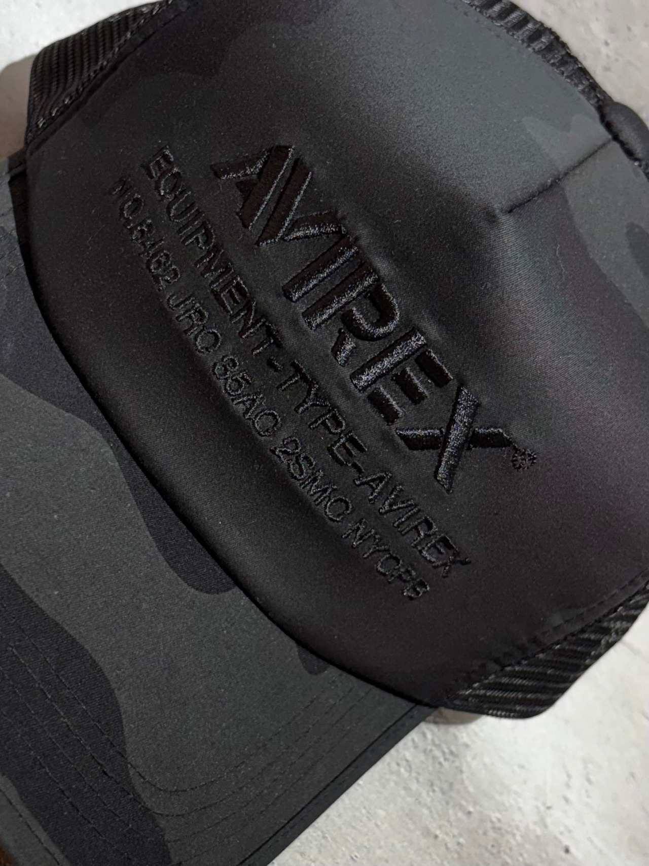 AVIREX / アヴィレックス NUMBERING MESH CAP  メッシュキャップ ブラック×ブラックカモ ビックサイズ