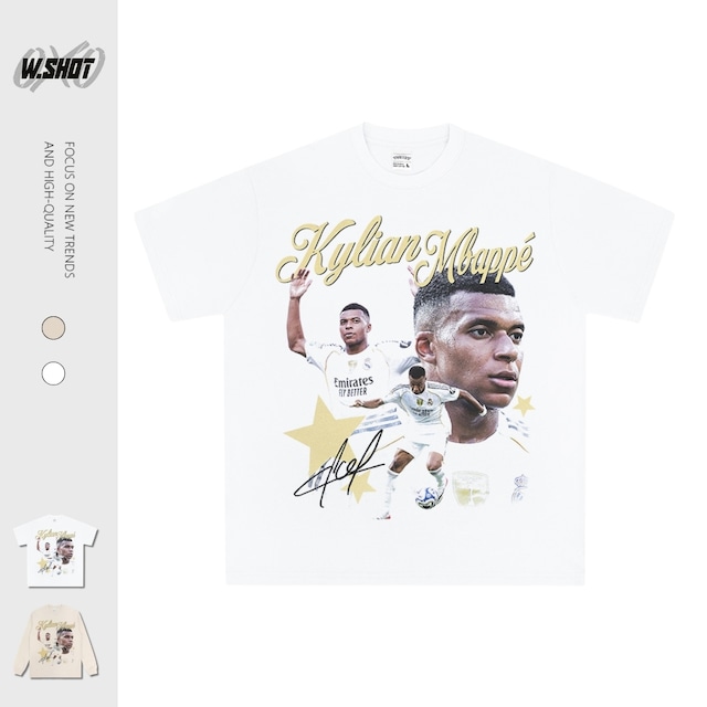 VINTAGE ストリート Mbappeサッカープリント Tシャツ T2212 VINTAGE ストリート Mbappeサッカープリント Tシャツ T2212