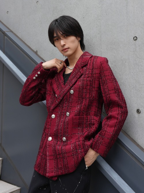 【ALUDE SELECT】long check tailored jacket