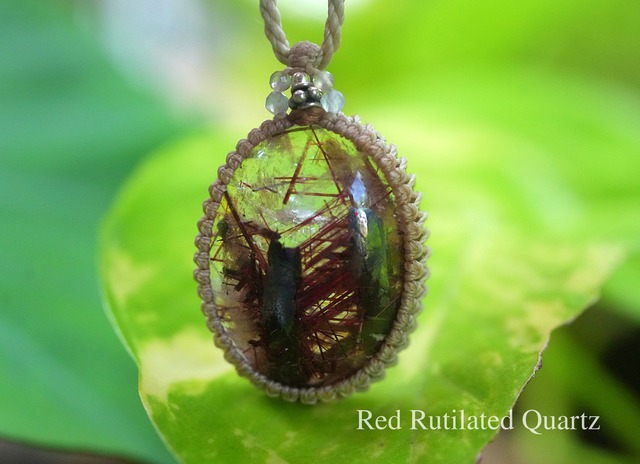 赤い針★レッドルチルクォーツ マクラメネックレス1809