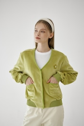 GOXO ゴーエックスオー ギブミーバディフリースポケットカーディガン オリーブ