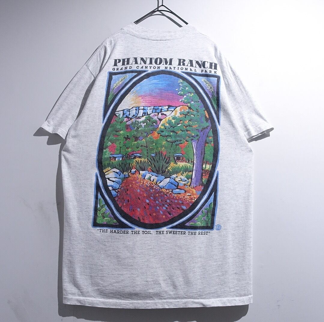 90s "ONITA" Light Grey Landscape Art Print Design T-Shirt