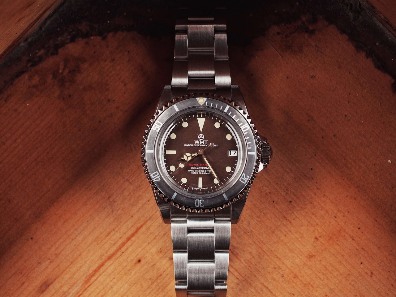 WMT Royal Marine – ( Tropical Brown ) Metal Band + Italian Leather Strap ” Aged ” Edition
