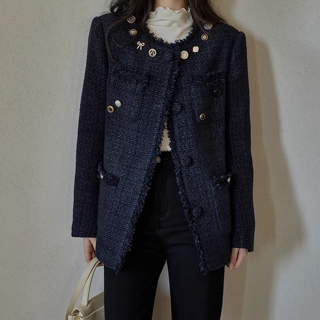 design decoration tweed jacket＜j1773＞