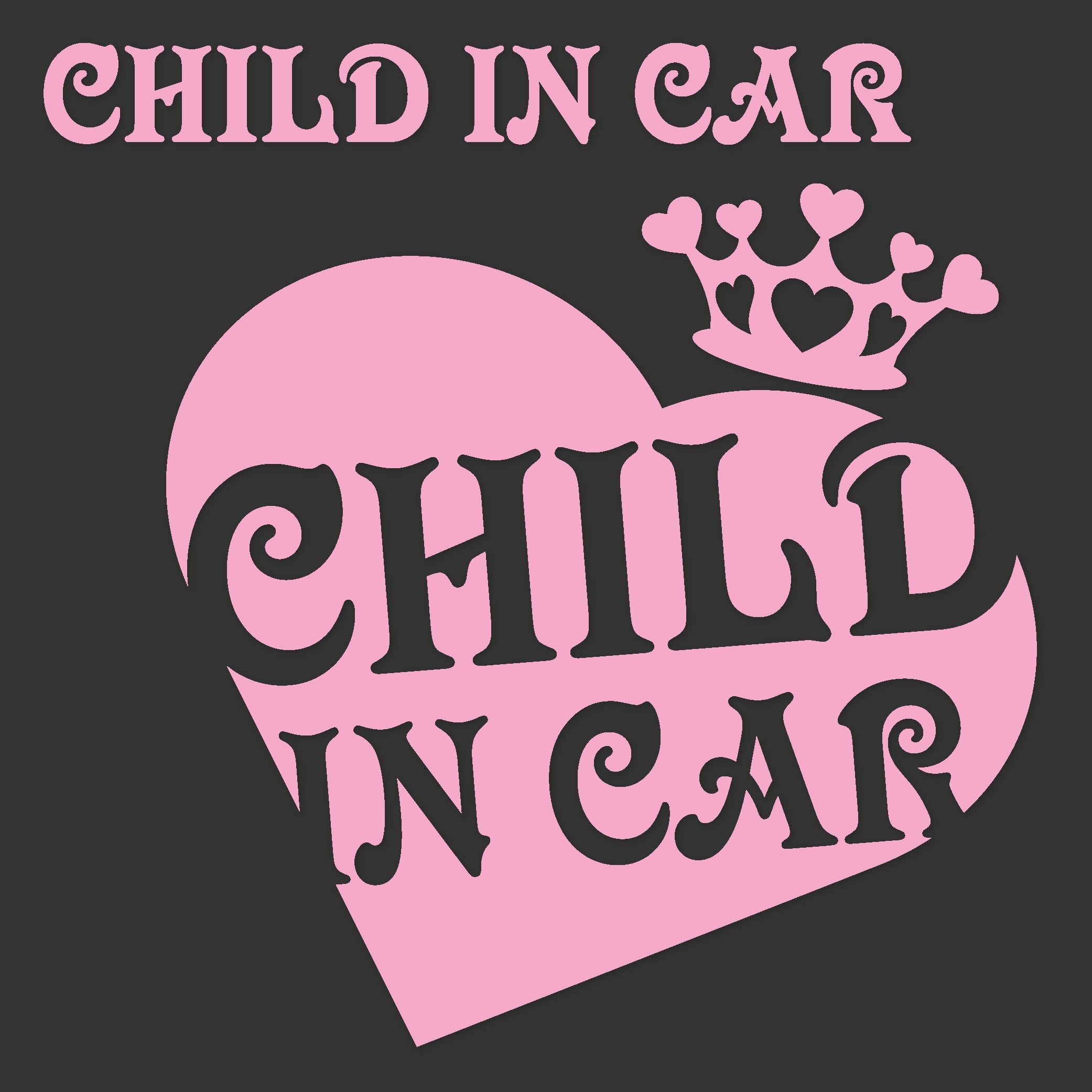 CHILD IN CAR チャイルドインカーステッカー ハート＆ティアラ お試し