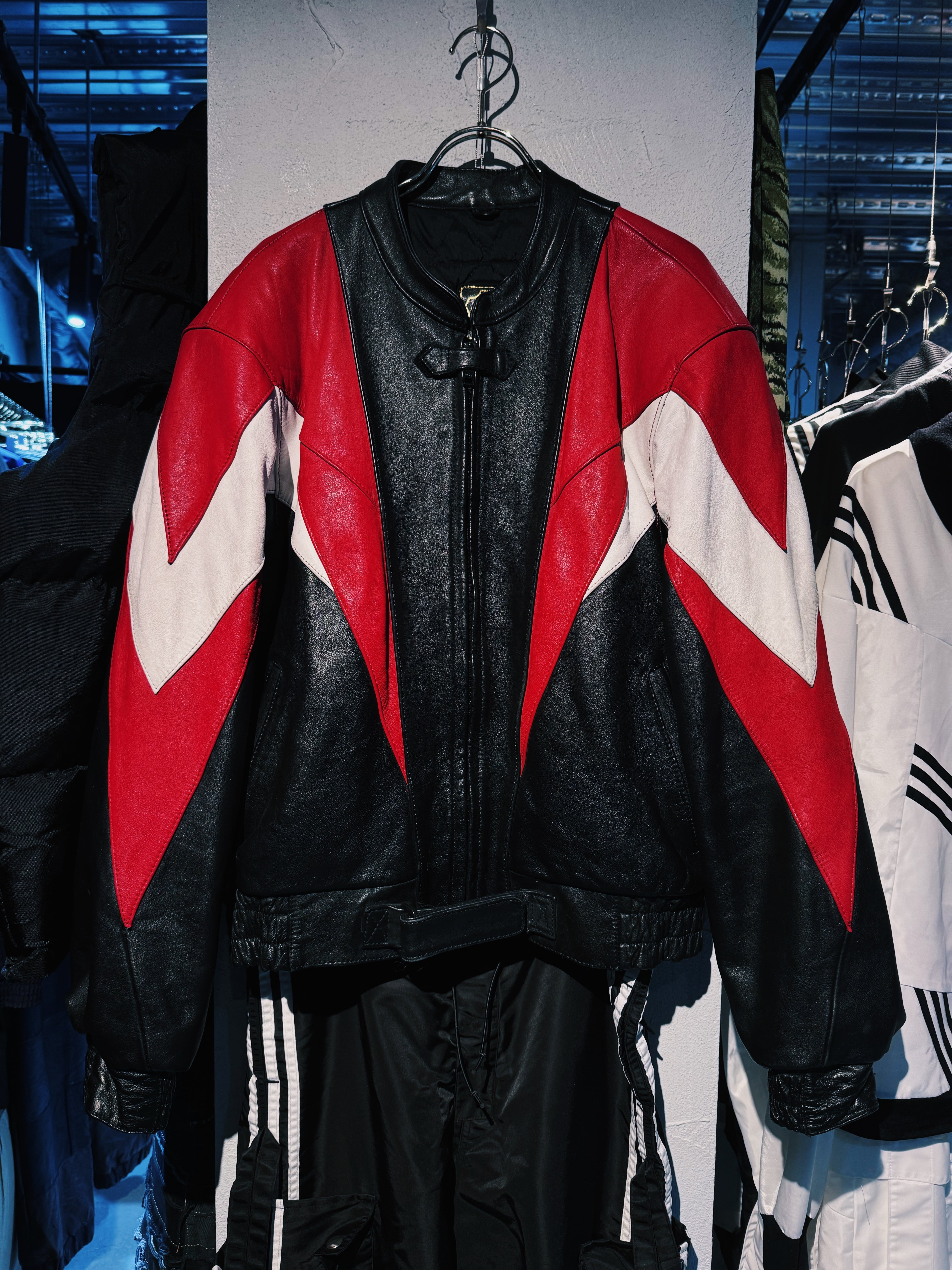 【D4C】80's vintage over size switching design racing biker jacket