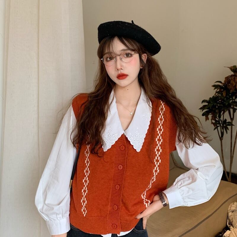 ニットセーター スプリングオータムルーズVネックカーディガンジャケット 春物 秋物 萌量不足87594865064
