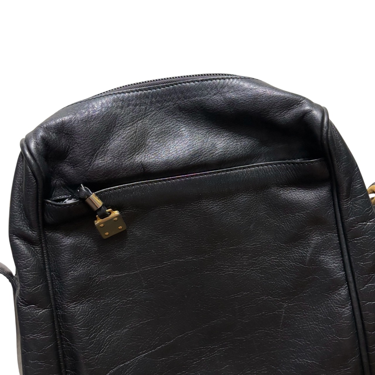 vintage LOEWE black leather shoulder bag “anagram”