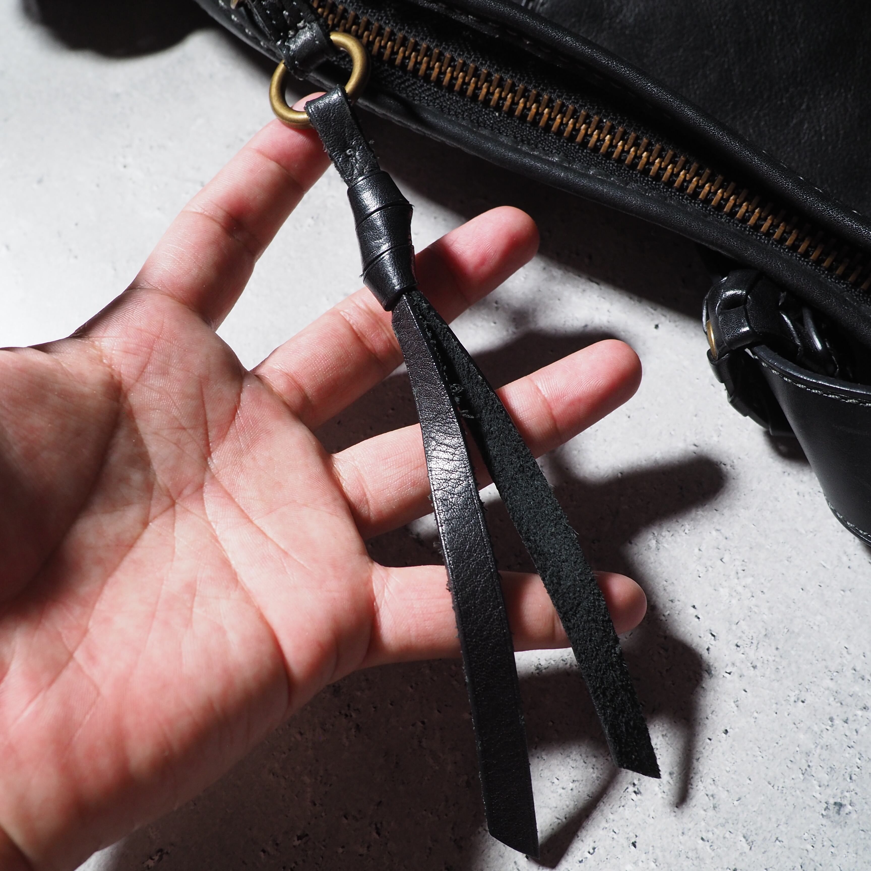 ” COACH ” Black leather 2ways hand shoulder Bag