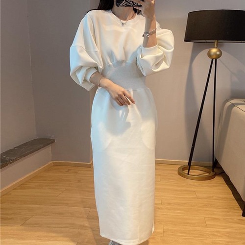 送料無料 ワンピース 春 秋 冬 ロング マタニティ 無地 ロングワンピース レディース ロング丈 長袖 韓国ワンピース ホワイト ブラック グレー 20代 3