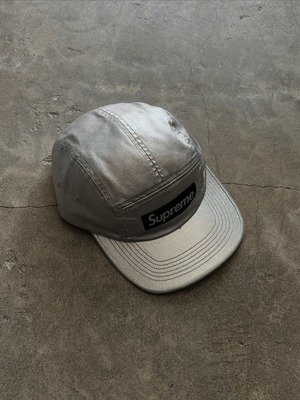 Supreme 5パネルキャップ ボックスロゴパッチ レザーストラップ グレー