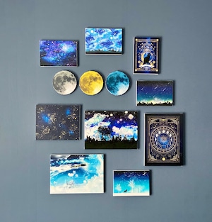 星空と夜空のアートを飾る キャンバスボード