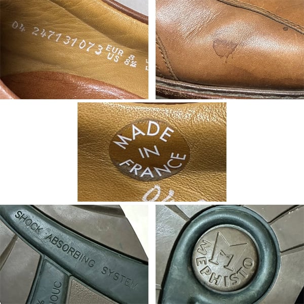 1点物◇フランス製Mephisto革靴メフィスト茶レザーシューズ古着メンズ