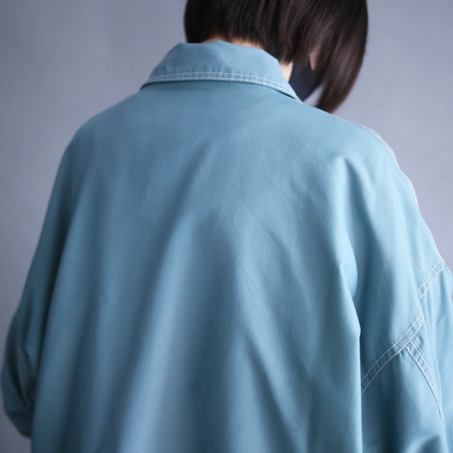 pastel good coloring gimmick design loose silhouette zip-up nylon jacket