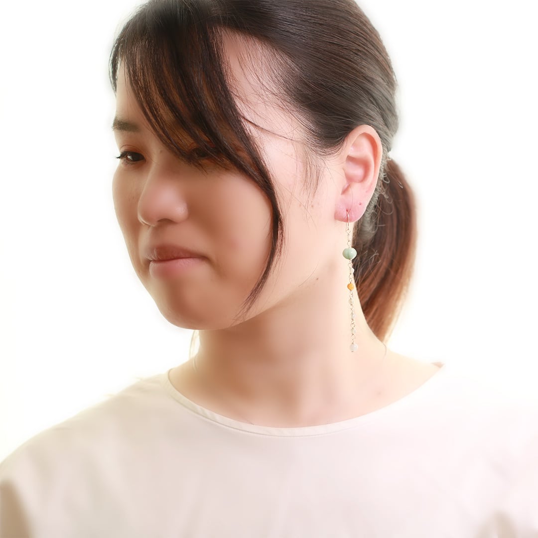 翡翠ロングピアス I point malti flower A貨翡翠 jd_mm1185 | 【MeiNu