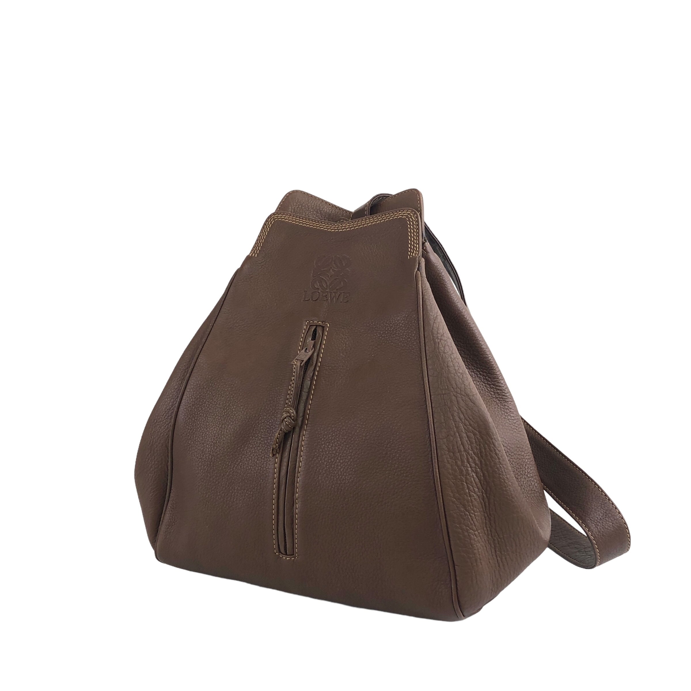LOEWE ブラウンショルダーバッグオールドロエベ アナグラム LOEWE ロエベ ショルダーバッグ ブラウン ロゴ アナグラム レザー