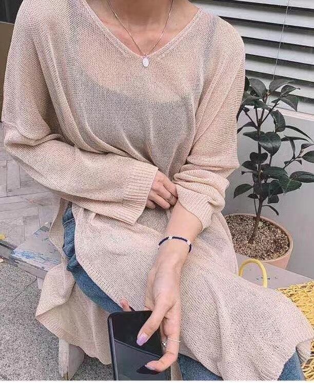 スリット入り シアーニットチュニック　AJ1079-2030