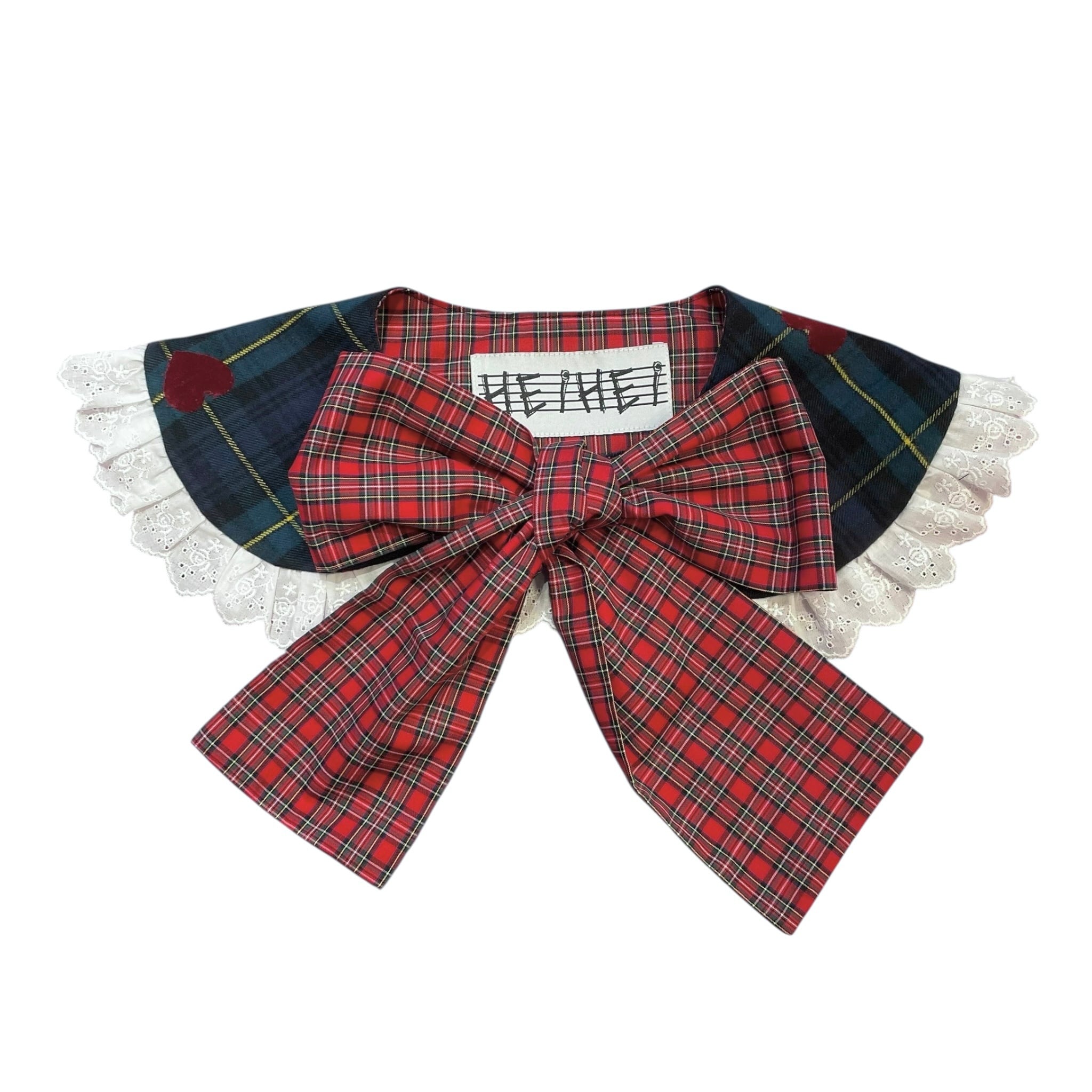 ハートチェックつけ襟 GREEN 001