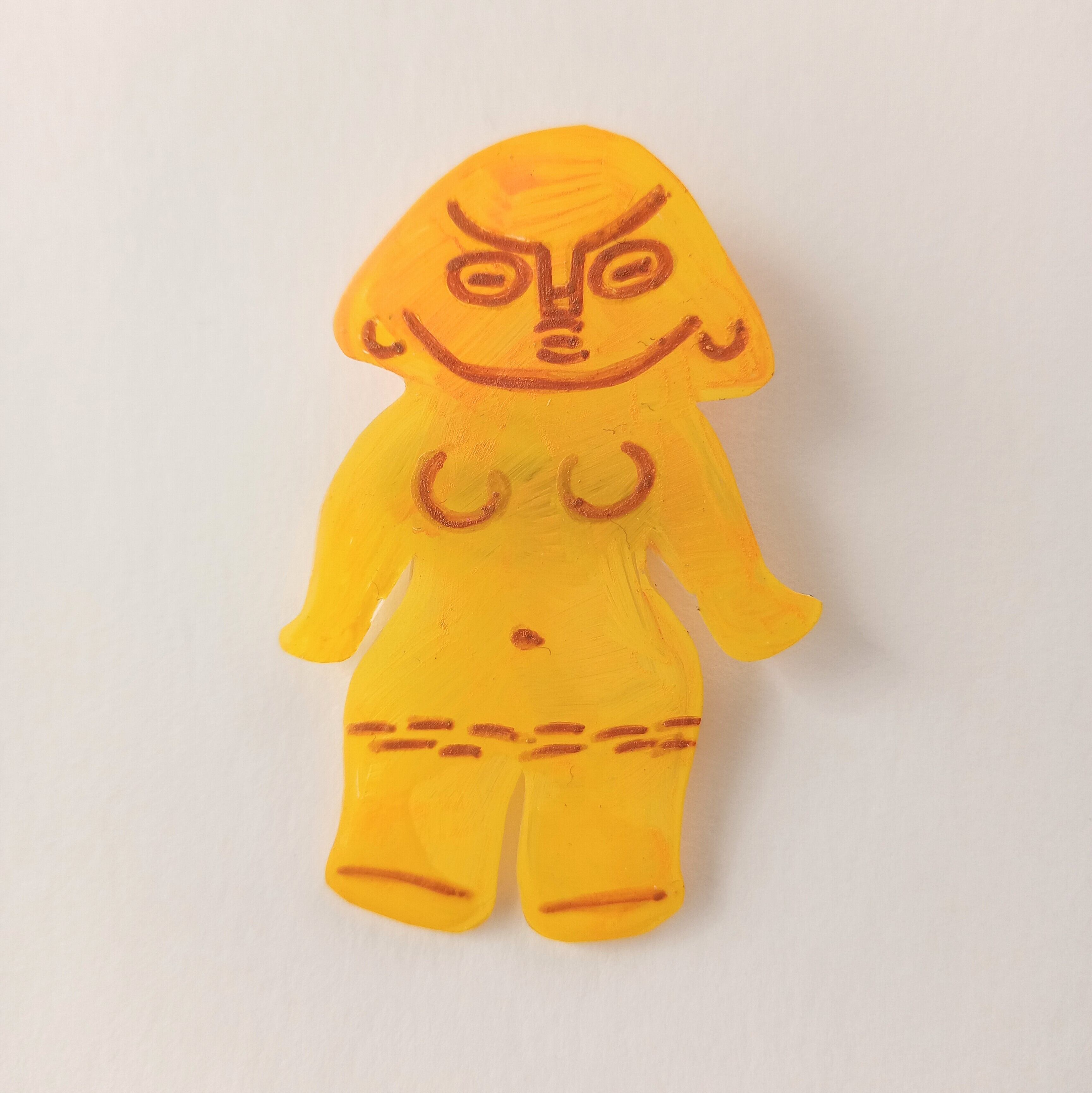 ヘンテコ　ブローチ　「土偶」　手描き　一点もの