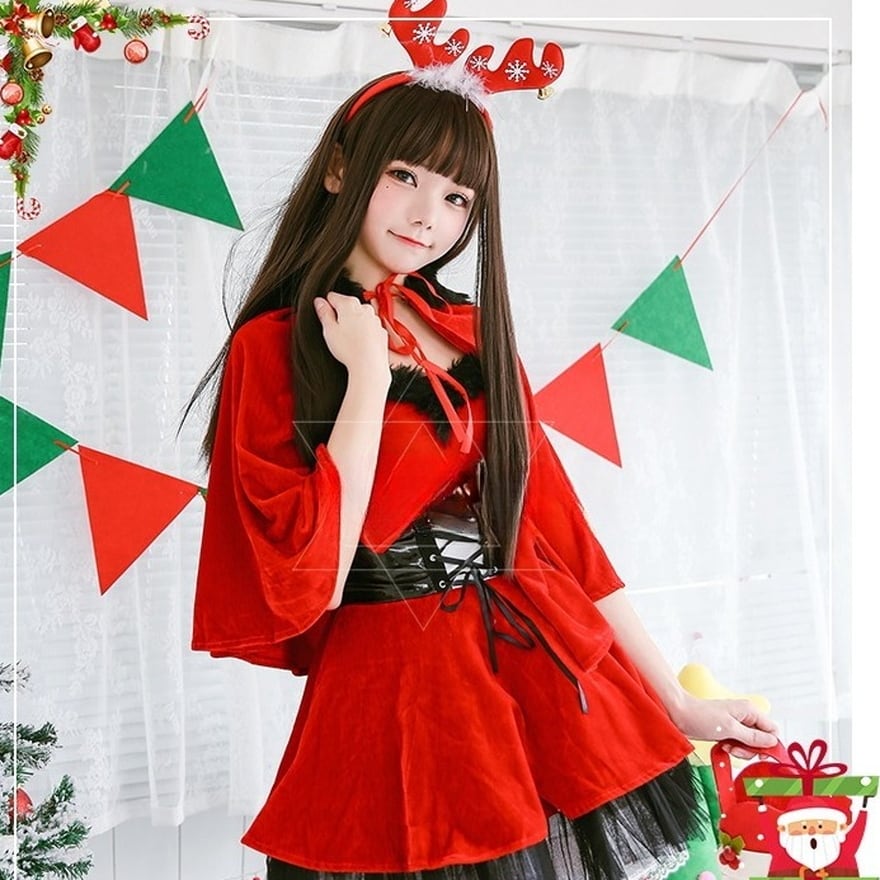 ロリータ オールインワン 赤ずきんちゃん メイド服 コスプレ衣装 Xmas