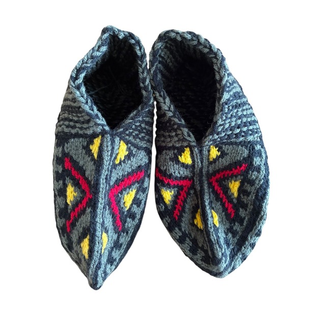 世界に１つだけのソックス・イラン製手編みルームソックス・グレー系