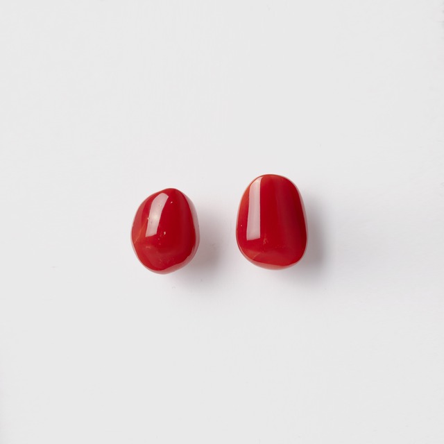 “Rose petals” Red coral stud earrings【Restocked】