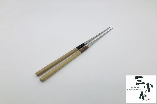 プロ用 ステンレス盛箸 165mm茶水牛柄 盛り箸 日本製13-0