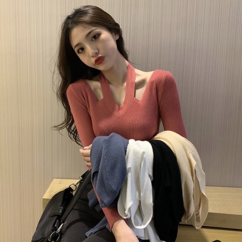 オータムウィンタースリムVネックセーター ロング 秋物 冬物 YY-ファッション47728585819