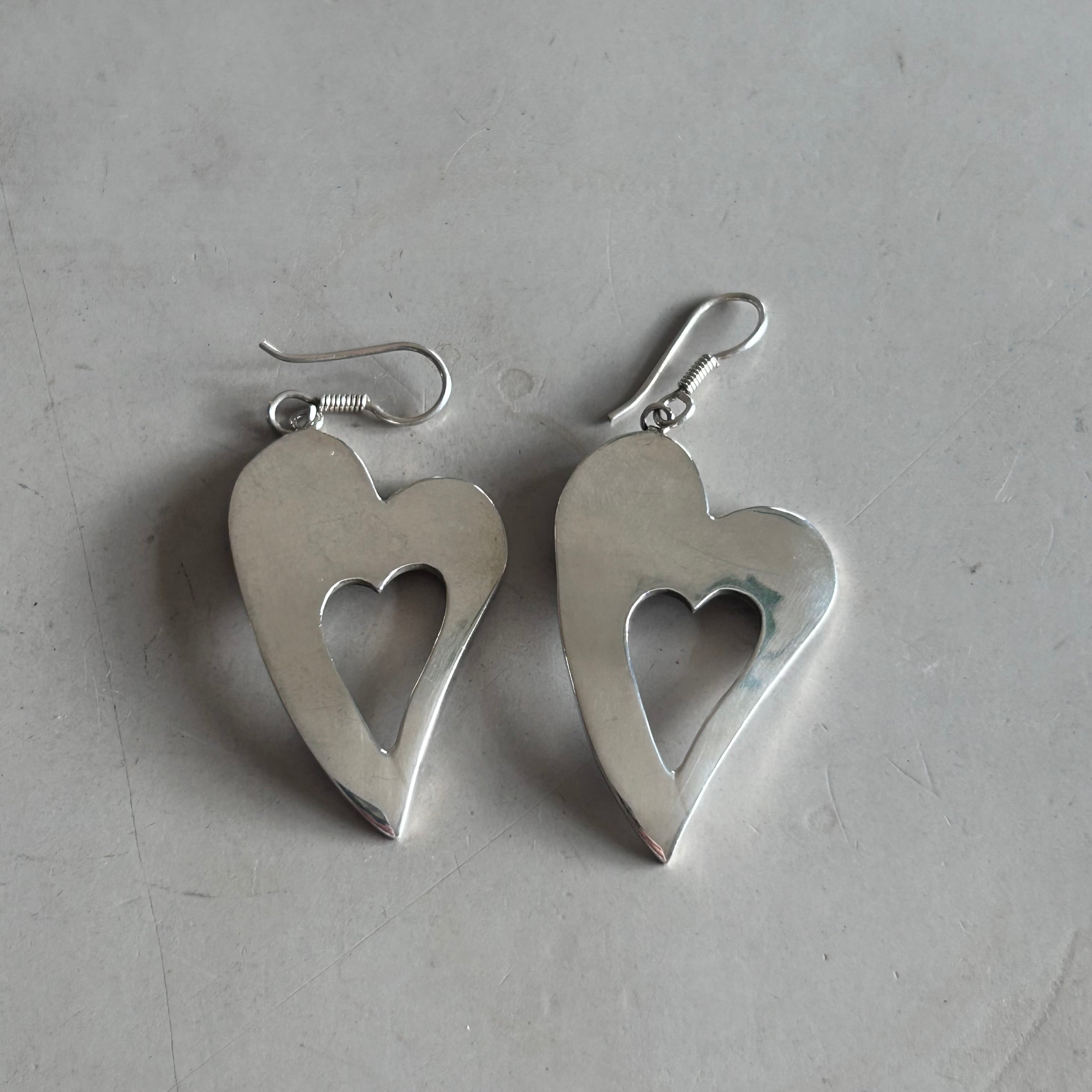 Vintage 70~80s スターリングシルバー ハート ピアス Vintage Open Heart ピアス | Lucy vintage silver